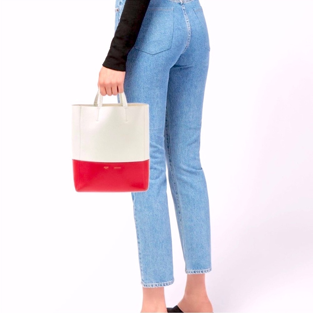 Celine Beige and Red Tote Bag